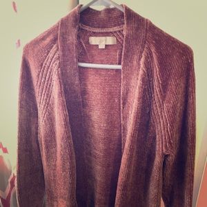Chenille long open cardigan